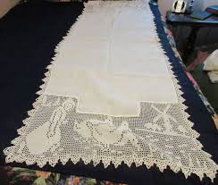 Vtg Dutch Theme Buffet Table Runner Windmills Goose Girl in Cap 66 inch long | eBay