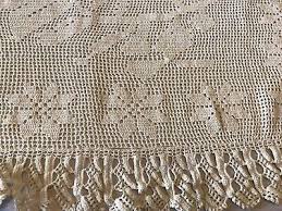 Vtg ECRU beige Hand Crocheted Patterned & Dated 1925 Square 32” Table Cover/ | eBay