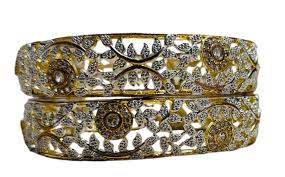 Buy Manihaari Jewels Rhodium-Plated Golden Toned American Diamond Studded Bangle Set for Women, Bridal Bangles at Amazon.in