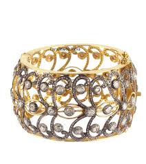 Victorian Uncut Polki Diamond Bangle: 925 Sterling Silver Gold Halo Bangle - Etsy India