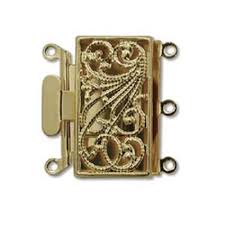 3-Strand Filigree Box Clasps-3 Per Pack-Gold, Rose Gold or ...