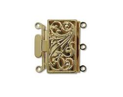Filigree 3 Strand Push Pull Box Clasp Gold-plated 41220 (2 ...