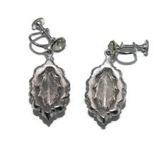 Vintage Coro Silver Tone and Clear Rhinestones Dangle Screw ...