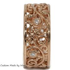 8 mm Wide Rustic Leaf Lace Filigree Pattern Diamond Cigar ...