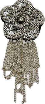 Signed CARA New York Flower Brooch Pin Hair Clip Rhinestone Sequins Chain Dangle | eBay