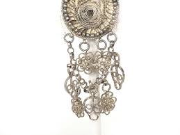 Filigree Bird Pin W Dangle Drop Flowers 1000 Pure Fine Silver 4" Brooch Pin - Etsy