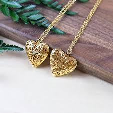 Gold Filigree Heart Locket Necklace - Stainless Steel Chain ...
