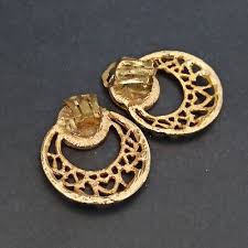 Vintage Clip Earrings 1980s Orange Enamel Gold Tone Heart ...