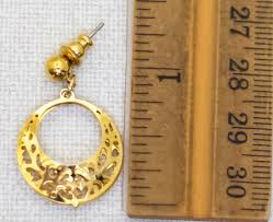 Vintage Gold Tone Moon Rings Elegant Dangle Earrings - T26 ...