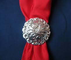Scarf apache tie slide silver color round concho western ...