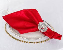 Red Crushed Crinkle Taffeta Napkins, Linens Table napkin ...