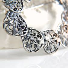 Vintage 800 Silver Filigree Brooch: Oval Boho Pin - Etsy