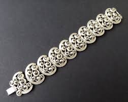 Coro Designer Signed Bracelet, Vintage Silver Tone Chunky ...