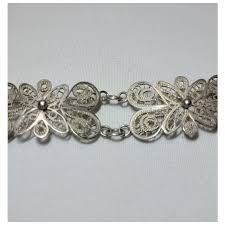 Silver filigree bracelet, unknown silver content. For Sale ...