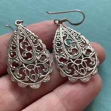 Filigree Drop Earrings - Sterling Silver - Vintage – Vintage Paris Jewelry
