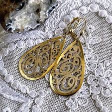 Vintage 14k Gold Filigree Leaf Dangle Earrings, Michael Anthony 14K Earrings - Etsy