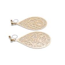 Large gold teardrop Victorian filigree invisible clip on earrings – Miyabi Grace
