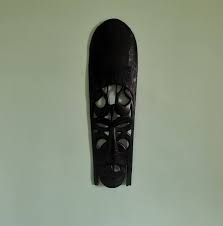 Vintage Black Ebony Wooden Hand Carved Tribal Wall Mask ...