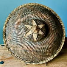 Vintage Filipino Salakot Woven Rattan and Coconut Fiber Sun ...
