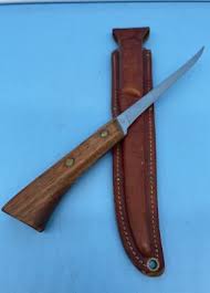 Western USA Wood Handle Model S-W76 Fillet Knife w/Leather ...