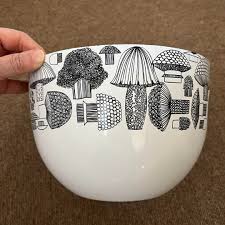 FINEL Enamel Bowl "Tatti" Mushroom Pattern Large by Esteri ...