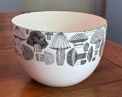 Vintage Finel Arabia Mushroom Enamel Bowl - Scandinavian ...