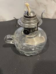 Vintage 1960s Lamplight Farms Portable Scalloped Glass Oil Lamp Finger Loop 5x5" | eBay