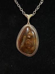 Vintage Fire Agate and Sterling Silver Necklace - Etsy