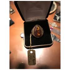 Vintage Agate and Diamond Ring Large Stone Ring. For Sale at ...