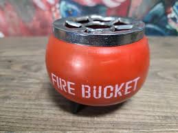 Vintage White on Red Footed Metal Wire Fire Bucket Ashtray or Candy Dish Fireman's Decor Candle Holder - Etsy