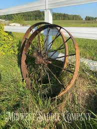 Set of 2 Antique Steel Wagon / Implement Wheels 39 ...