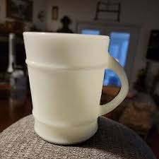 Vintage Fire King White Milk Glass Barrel Mug EUC Anchor ...