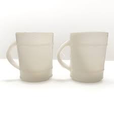 Two Vintage FIRE KING White Milk Glass Barrel Mug Anchor ...