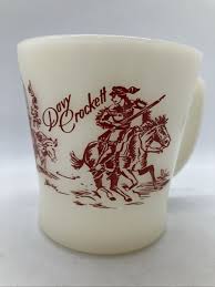 Davy Crockett Fire King Oven Ware Milk Glass Cup/Mug Vintage ...