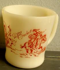 VINTAGE FIRE KING OVEN WARE WHITE GLASS MUG - RED DAVY ...