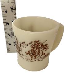 Vintage FIRE KING DAVY CROCKETT MUG Brown Print HORSES ...