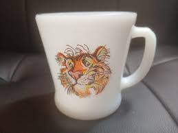 Anchor Hocking Fire King TIGER Coffee Mug Milk Glass ESSO ...