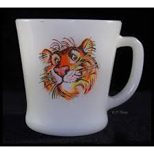 Fire King Milk Glass Advertising Tiger Mug From Esso Gas ...