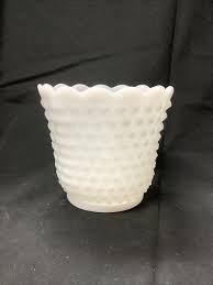 Vtg Fire King Ware Hobnail White Milk Glass Vase/Planter ...