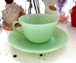 FIRE KING 60's Antique Noble Carved Rare Jade Jade Color ...