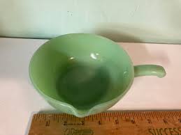 Fire King Jadite handle soup bowl tiny chip under spout edge ...