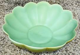 Antique Rumrill Vintage Art Deco Green Bowl 1930s Scalloped ...