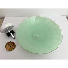 Mint Green Scalloped Flush Light, 1940s | Chairish