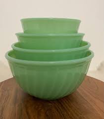 BEAUTIFUL - VTG Fire-King Jadeite Swirl Nesting Bowls (4 pc ...