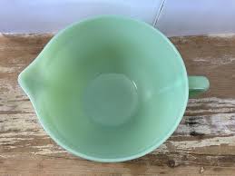 Vintage Fire King jadite green glass oven ware mixing batter bowl handle spout | eBay