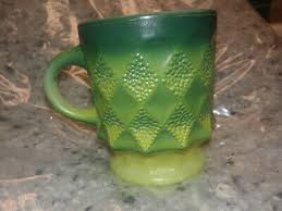 VINTAGE ANCHOR HOCKING FIRE KING KIMBERLY GREEN DIAMOND MUG ...