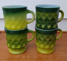 Green Fireking Kimberly Coffee Mugs/1960s/anchor Hocking ...