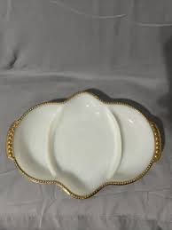 Fire King Ovenware Milk Glass Divided Relish Tray/Nut Dish ...