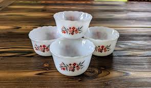 Set of 4 Vintage Fire King Bowls Primrose Pink, 4 Custard ...