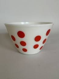 Fireking Red Polka Dot Bowl | eBay